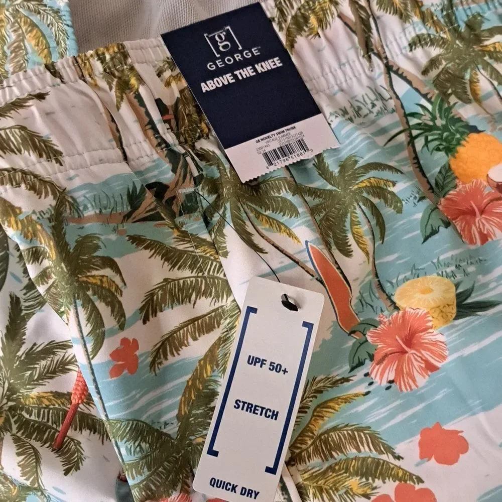 George above the knee tropical vintage summer swim trunks size 3XL NWT